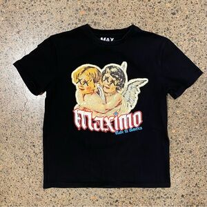 Maximo Apparel Angels Graphic Tee Shirt (Men’s Medium) Black, White, Red, Blue